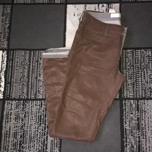 Brown Coated Skinny Jeans